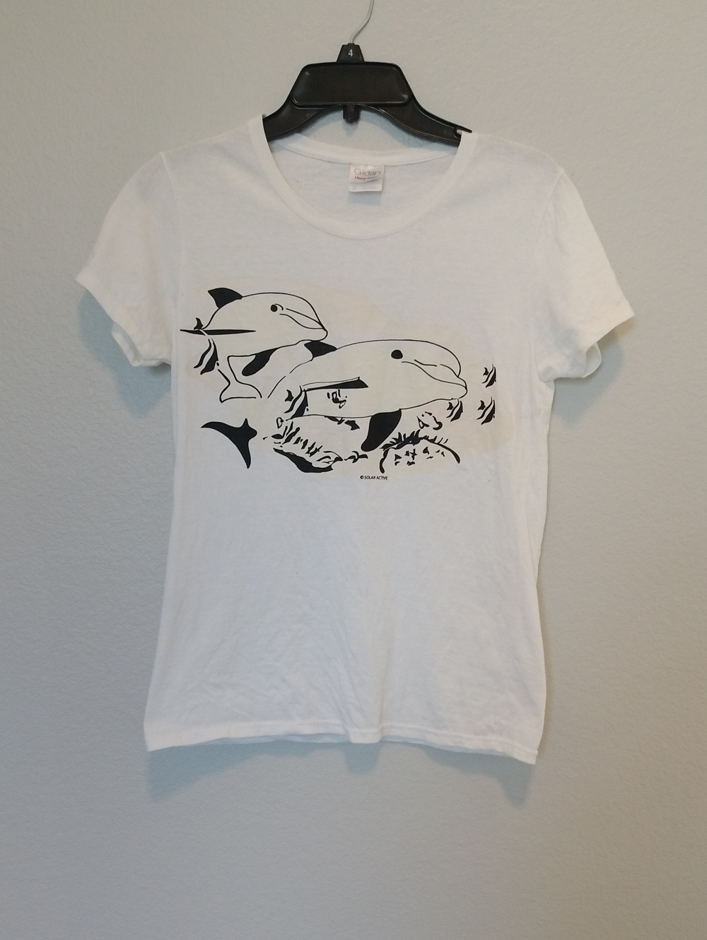 Solar Active White Tee With Dolphin Graphic